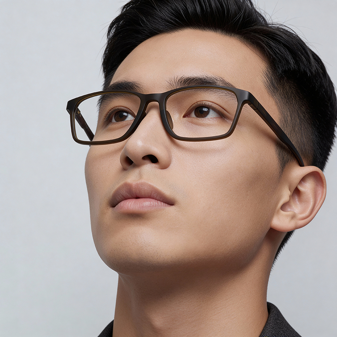 OWNDAYS | MOVE Matte Khaki Full Rim Rectangle right side